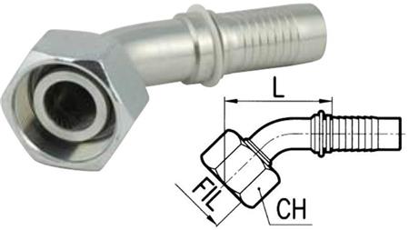 HYDRAULIC FITTING DKOL 10 L FEMALE ELBOW 45°