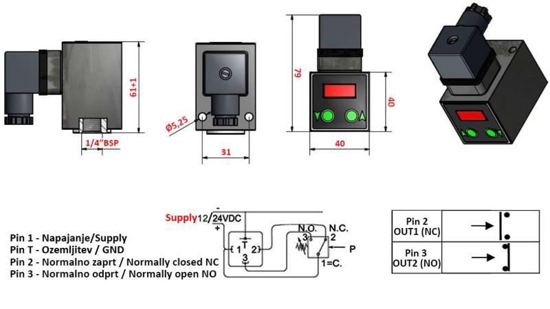 ELEKTRONISK TRYKSWITCH KLV55 0-200 BAR (MAX.500BAR)