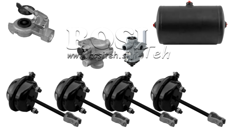 SÆT AF LUFTBREMSER TIL TRAILER KOMPLET ENKELKRETS SYSTEM 4 CYLINDRE