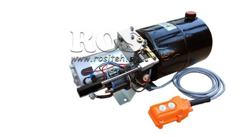 MINI AGGREGATO IDRAULICO 24V DC - 2.2kW = 2.1cc - 8 lit - assemblaggio unidirezionale CON POMPA MANUALE
