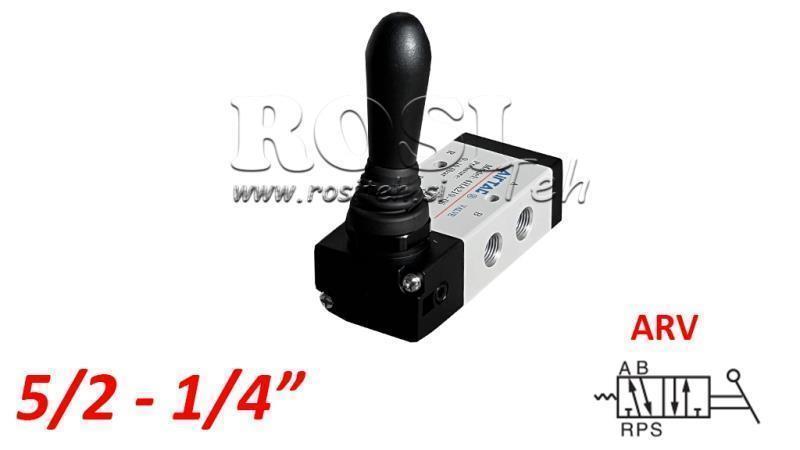 ΠΝΕΥΜΑΤΙΚΗ ΧΕΙΡΟΚΙΝΗ ΒΑΛΒΙΔΑ 5/2 1/4 PRT-0852-ARV ΕΠΙΣΤΡΟΦΗ ΜΕ ΕΛΑΤΗΡΙΟ