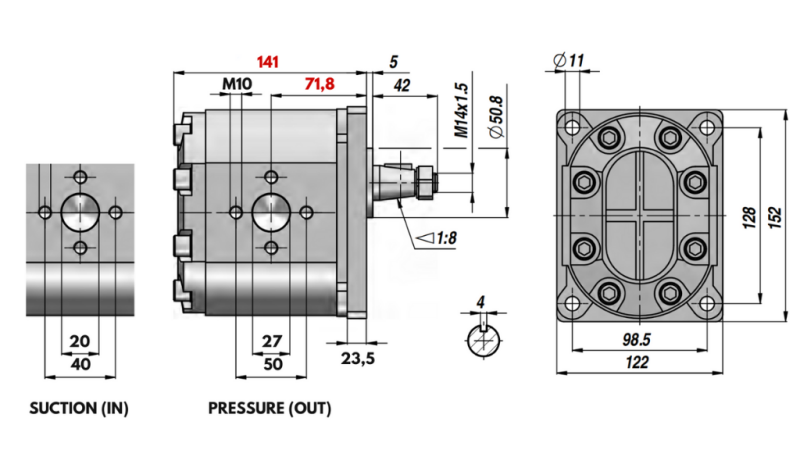 HYDRAULISK PUMP GR.3 39 CC HÖGER - FLANGE
