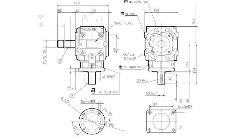 REDUCTOR DE ÁNGULO T-310J 1:3 (30HP-22kW)