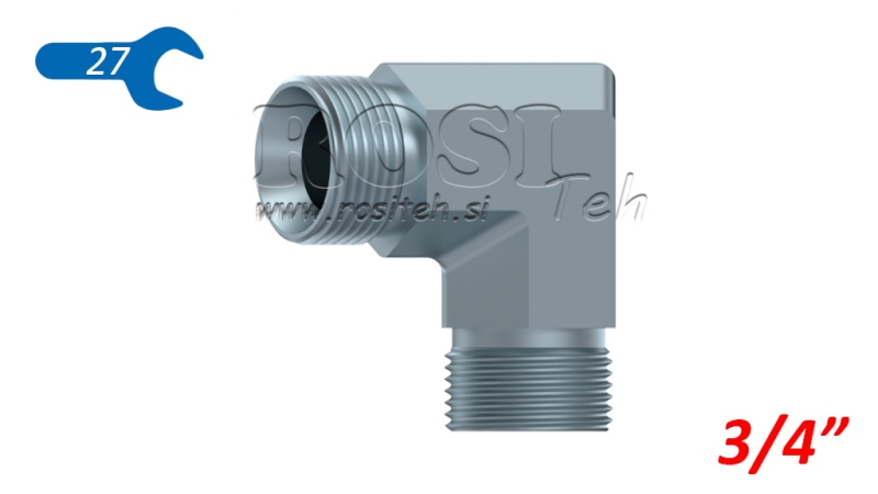 COUDE HYDRAULIQUE 90° BSP COURT MALE-MALE 3/4