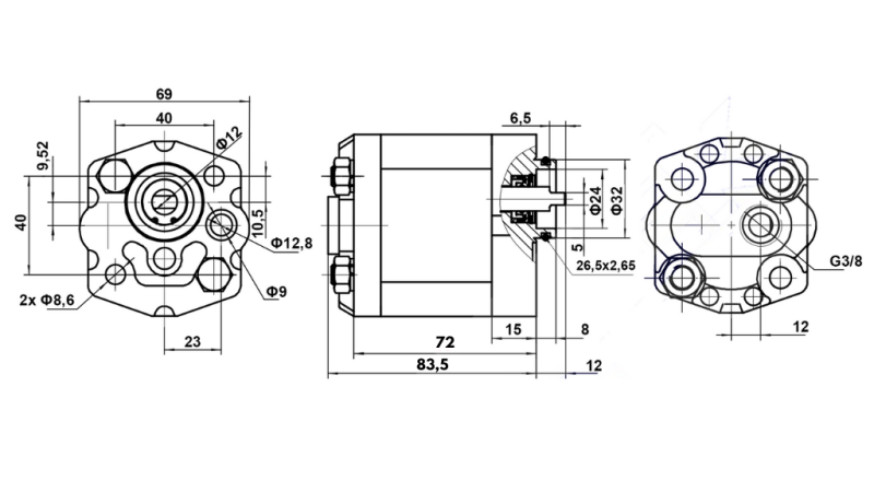 HIDRAULIKUS SZIVATTYÚ 10C2,1x302 2,1 CC JOBB