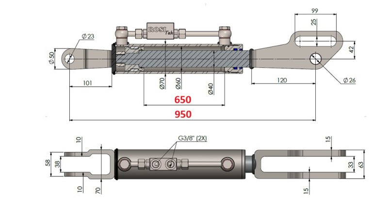 2TON. DIZAJUČA POTEZNICA FORK 60/40-300 (650mm-950mm)