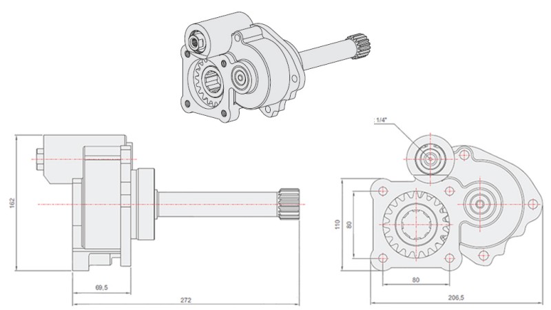 NEBENANTRIEB FÜR HYDRAULIKPUMPE - MERCEDES G3/65-90 UNIMOG