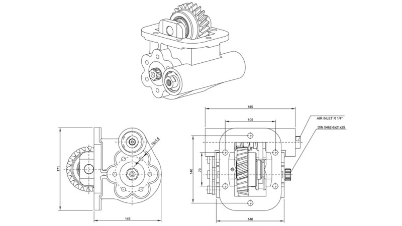 Dimensions SORTIE POUR POMPE HYDRAULIQUE - IVECO 2855