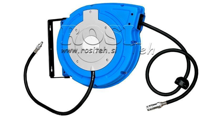 PLASTIC HOSE REEL WITH PNEUMATIC PU HOSE 15 m 20 bar 3/8-10mm