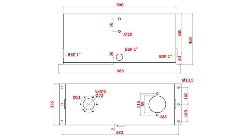 METALLTANK 75 LITER WÜRFEL 400x355x600mm RÜCKLAUFFILTER VORBEREITUNG