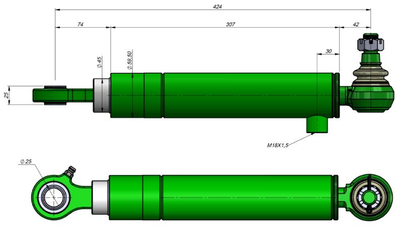 HYDRAULIC POWER STEERING CYLINDER JOHN DEERE  OEM-AL61553, AL34542, AL36565, AL112919, RE17356