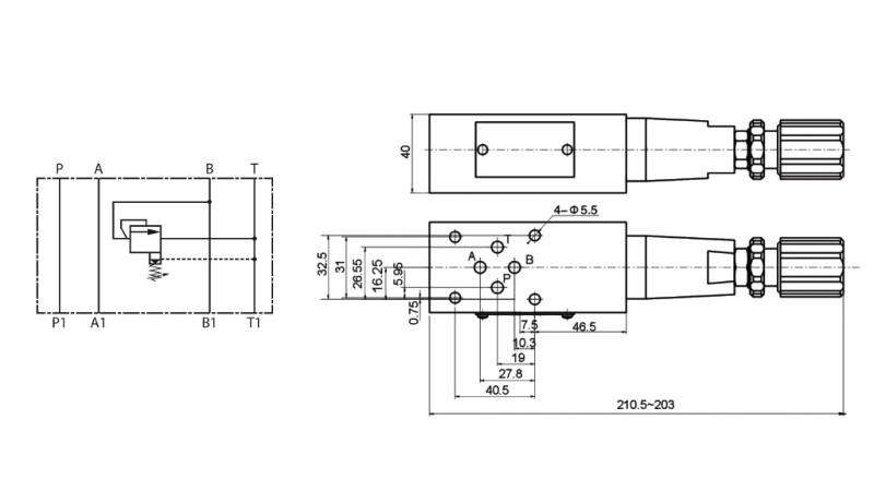 VARNOSTNI VENTIL CETOP 3 (B) 15-315 BAR