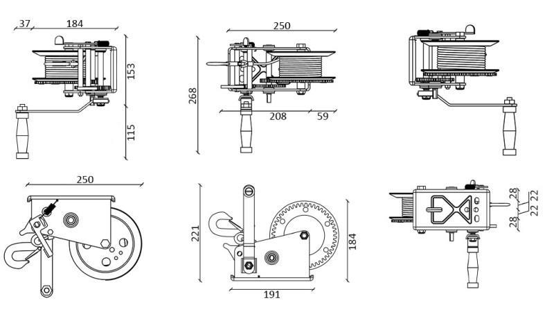 KÉZI CSÖRLŐ DWK 35 V - 1588 kg - SZINTETIKÚS SÍJ