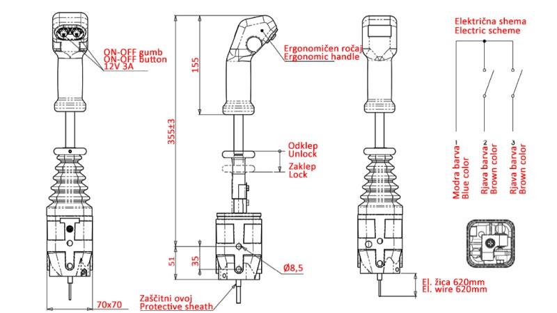 JOYSTICK INDEMAR PER LA TRECCIA FORCHETTA - 2x TASTI