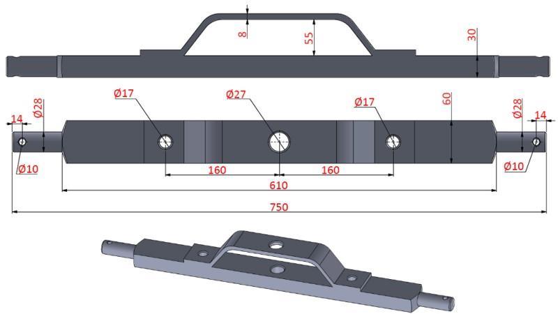 TRACTOR DRAWBARS 2.CAT WITH BRACKET (l=750mm)