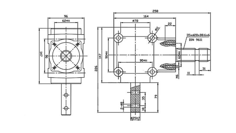 WINKELGETRIEBE L-155J 1: 1,14 (16HP-12kW)