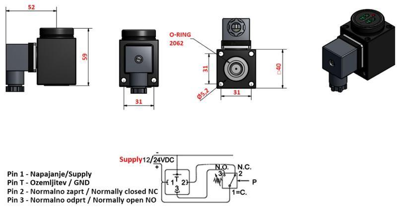 ELECTRIC PRESSURE SWITCH KL55 0-200 BAR (MAX.500BAR)