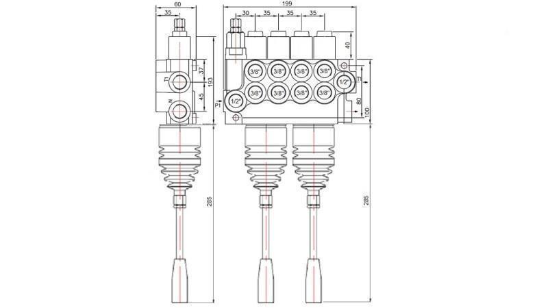 VALVOLA IDRAULICA 4xP40 + 2x JOYSTICK