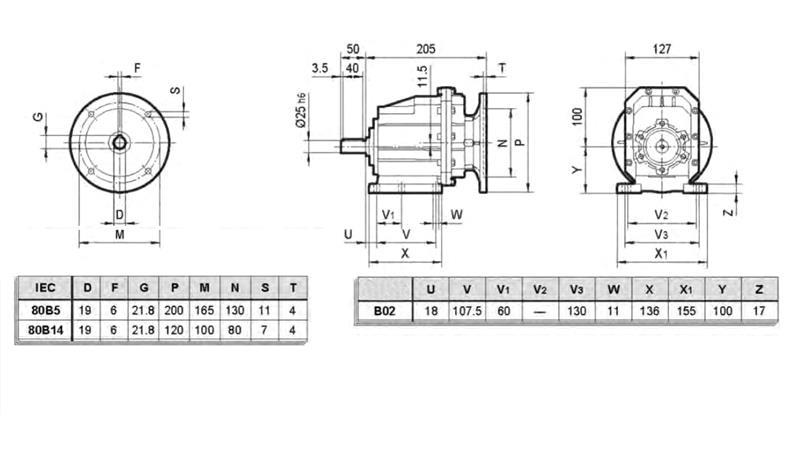 ERC02 RIDUTTORE PER MOTORE ELETTRICO MS80 (0,55-0,75kW) RELAZIONE 24:1