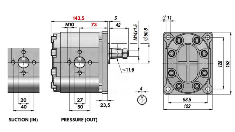 POMPA IDRAULICA GR.3 43 CC DESTRA - FLANGE