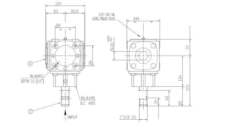 KOTNI REDUKTOR TB-19J 1,46:1 (23HP-16,9kW)