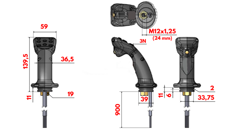 FERNSTEUERUNG HEBEL - JOYSTIC - 2 TASTEN