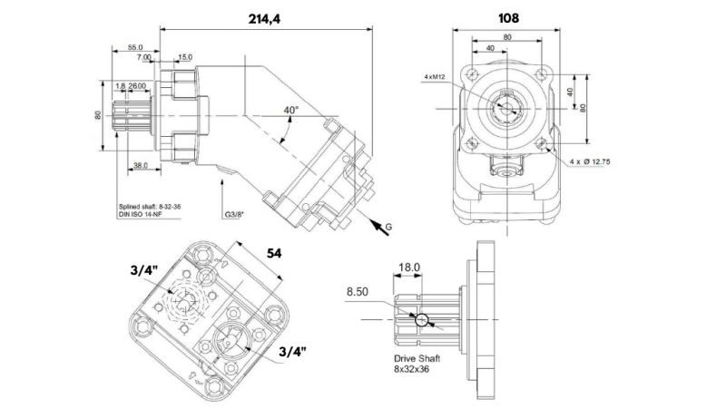 BENT AXIS PISTON PUMP 63cc