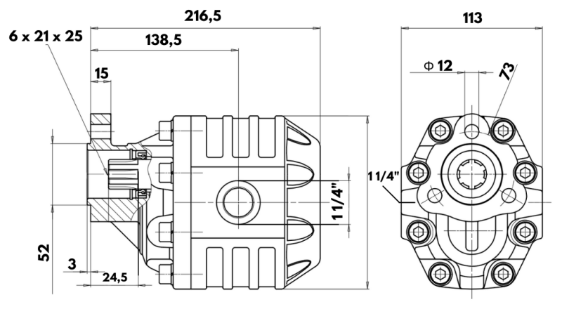 HYDRAULICKÉ LIATINOVÉ ČERPADLO UNI40-133cc-190 bar ĽAVÁ