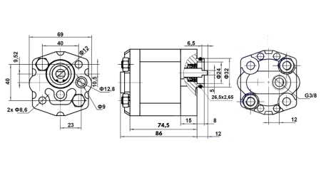 HIDRAULIKUS SZIVATTYÚ 10C2,7x302 2,7 CC JOBB