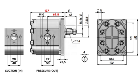 POMPA IDRAULICA GR.3 34 CC DESTRA - FLANGE