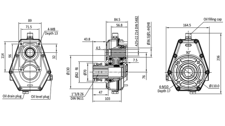 GEARBOX GR.2 -1:3.8 FEMALE ON PIN