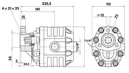 HYDRAULINEN VALURAUTAPUMPPU UNI40-151CC-190 BAR VASEN