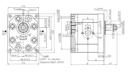 HIDRAULIČNA PUMPA 30C50X241 FRONT GR.3 50 CC DESNA