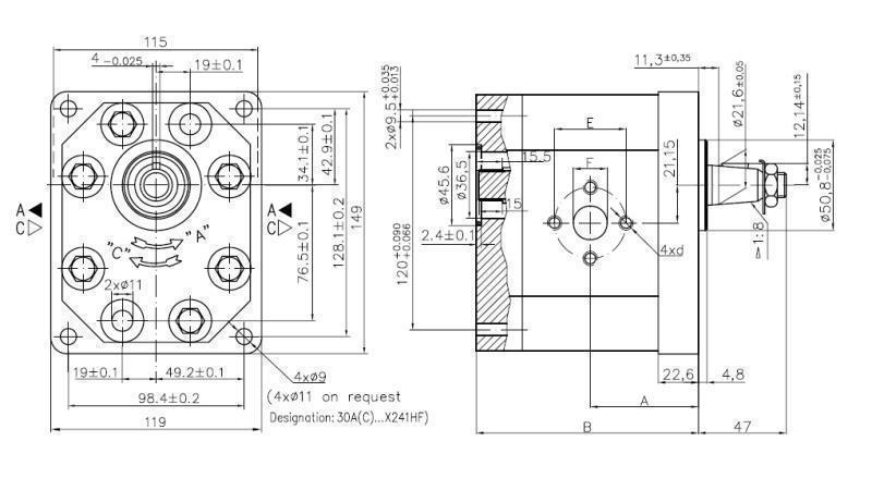 POMPA IDRAULICA 30C50X241 FRONT GR.3 50 CC DESTRA